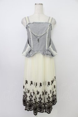 画像1: axes femme / 異素材組み合わせワンピース M グレー×アイボリー T-26-03-21-033-AX-OP-SA-ZT