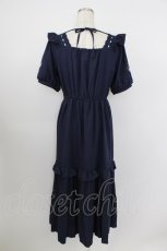 画像2: axes femme / ハシゴレース×袖バラ刺繍ワンピース  ネイビー T-26-03-21-037-AX-OP-SA-ZT564 (2)