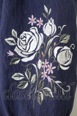 画像3: axes femme / ハシゴレース×袖バラ刺繍ワンピース  ネイビー T-26-03-21-037-AX-OP-SA-ZT