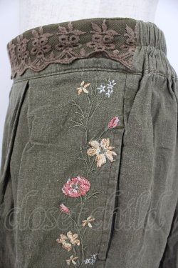 画像3: axes femme / 華刺繍リネンガウチョパンツ M オリーブ T-26-03-21-045-AX-PA-SA-ZT