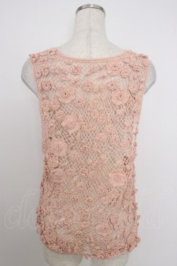 画像2: PINK HOUSE / カメリアモチーフニットベスト  ピンク T-26-03-21-006-LO-TO-SA-ZT