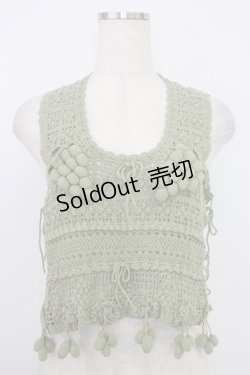 画像1: PINK HOUSE / ぶどうモチーフノースリーブニットトップス  グリーン T-26-03-21-007-LO-TO-SA-ZT