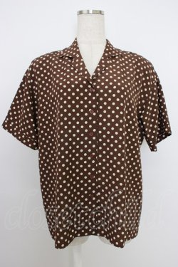 画像1: PINK HOUSE / ドット柄半袖開襟ブラウス  ブラウン T-26-03-21-014-LO-BL-SA-ZT