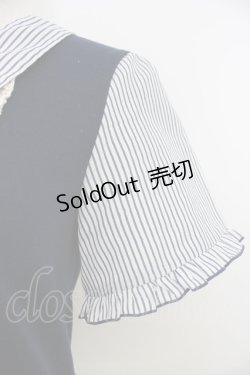 画像3: axes femme / フロント編み上げ半袖トップス  ネイビー T-26-03-21-015-AX-TO-SA-ZT