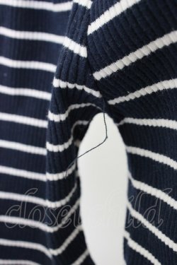 画像3: axes femme / 刺繍入りボーダーリブプルオーバー  ネイビー T-26-03-21-017-AX-TS-SA-ZT