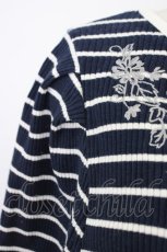 画像4: axes femme / 刺繍入りボーダーリブプルオーバー  ネイビー T-26-03-21-017-AX-TS-SA-ZT559 (4)