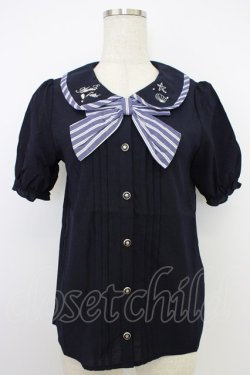 画像1: axes femme POETIQUE / パイピングデザインブラウス M コン T-26-03-21-018-AX-BL-SA-ZT