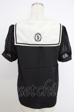 画像2: axes femme POETIQUE / セーラーデザインブラウス M ブラック T-26-03-21-020-AX-BL-SA-ZT