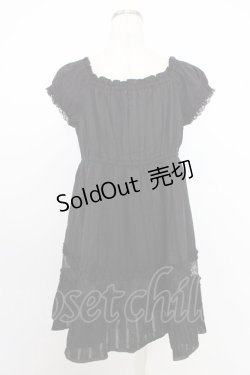 画像2: axes femme / はしごレースリボン半袖チュニック  黒 T-26-03-21-022-AX-TO-SA-ZT