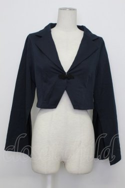画像1: axes femme POETIQUE / チャイナボタンショートジャケット M ネイビー T-26-03-23-020-AX-JA-SA-ZT