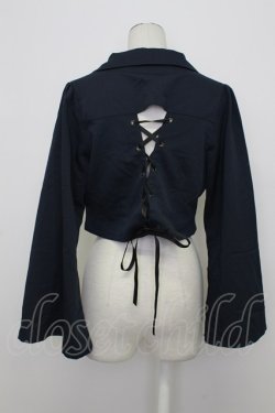 画像2: axes femme POETIQUE / チャイナボタンショートジャケット M ネイビー T-26-03-23-020-AX-JA-SA-ZT