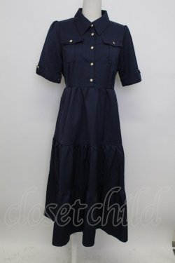 画像1: axes femme / ポケット付ティアードワンピース  ネイビー T-26-03-23-023-AX-OP-SA-ZT