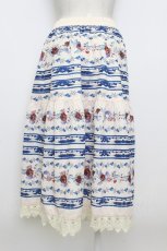 画像2: axes femme / ローズ×ラインプリントスカート  キナリ×青 T-26-03-23-027-AX-SK-SZ-ZT652 (2)