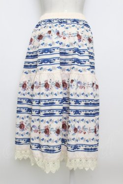 画像2: axes femme / ローズ×ラインプリントスカート  キナリ×青 T-26-03-23-027-AX-SK-SZ-ZT