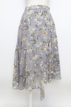画像1: axes femme / フラワースカート  グレー T-26-03-23-031-AX-SK-SZ-ZT
