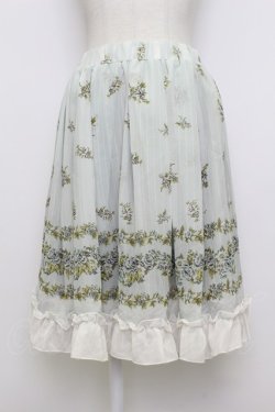画像1: axes femme / 薔薇プリントシフォンスカート  ミント T-26-03-23-032-AX-SK-SZ-ZT