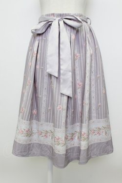 画像1: axes femme / チューリップ柄ミドルスカート  ラベンダー T-26-03-23-035-AX-SK-SZ-ZT