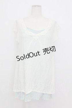 画像1: axes femme / シフォレイヤードボーダーノースリーブ  サックス×オフ T-26-03-23-006-AX-TO-IG-ZT