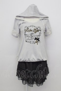 画像1: axes femme / ラメ英字プリント半袖パーカー&インナーキャミワンピースセット  グレー T-26-03-23-007-AX-TO-SA-ZT