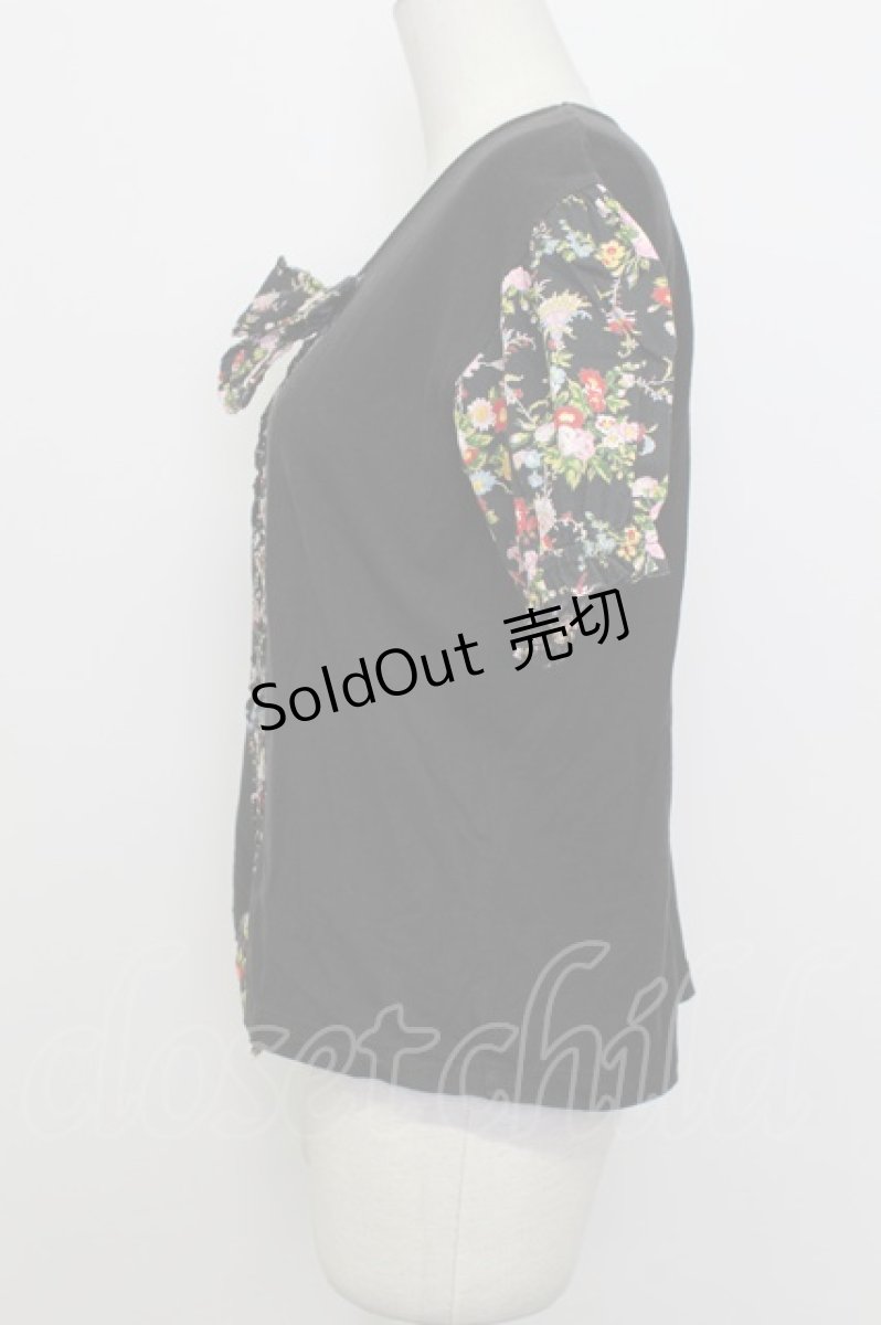 画像3: PINK HOUSE / 花柄pt切替Tシャツ  ブラック T-26-03-23-009-LO-TS-SA-ZT652 (3)