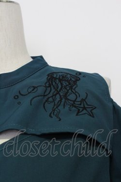 画像5: axes femme POETIQUE / ダークマリン肩開き刺繍ブラウス M ブルーグリーン T-26-03-23-011-AX-BL-SA-ZT