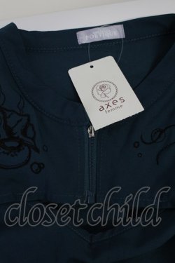 画像7: axes femme POETIQUE / ダークマリン肩開き刺繍ブラウス M ブルーグリーン T-26-03-23-011-AX-BL-SA-ZT