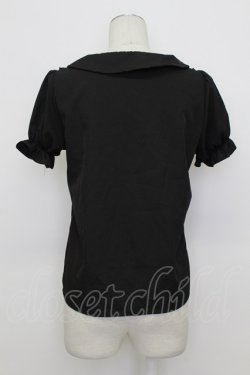 画像2: majoretty / サイド編み下げリボン半袖ブラウス  黒 T-26-03-23-013-GO-BL-SA-ZT