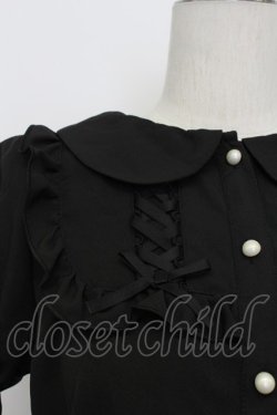 画像4: majoretty / サイド編み下げリボン半袖ブラウス  黒 T-26-03-23-013-GO-BL-SA-ZT