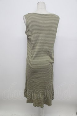 画像2: PINK HOUSE / うさぎ刺繍ボーダーノースリーブワンピース  ベージュ×グリーン T-26-03-23-016-LO-OP-SA-ZT