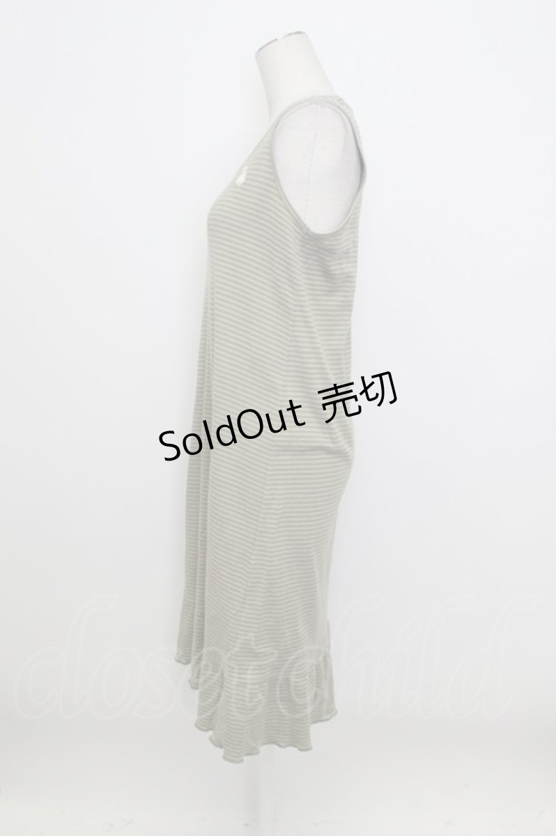 画像3: PINK HOUSE / うさぎ刺繍ボーダーノースリーブワンピース  ベージュ×グリーン T-26-03-23-016-LO-OP-SA-ZT652 (3)