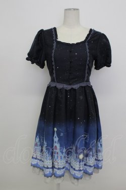 画像1: axes femme / グラデーションお城柄ワンピース  ネイビー T-26-03-23-018-AX-OP-SA-ZT