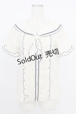 画像1: axes femme POETIQUE / セーラー風半袖トップス  アイボリーＸネイビー T-26-03-24-001-AX-TO-SA-ZT