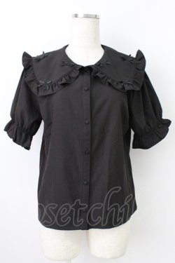 画像1: axes femme POETIQUE / プチリボンビッグ襟ブラウス M ブラック T-26-03-24-025-AX-BL-SA-ZT