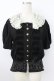 画像1: INGEBORG / レース襟&リボン半袖ブラウス&プリーツスカートセットアップ  ブラック T-26-03-24-026-LO-BL-SA-ZT (1)