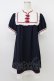 画像1: Amavel / 半袖チャイナワンピース  紺Ｘ白 T-26-03-24-032-CA-OP-SA-ZT (1)