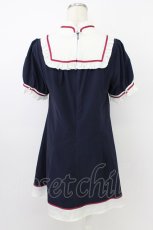 画像2: Amavel / 半袖チャイナワンピース  紺Ｘ白 T-26-03-24-032-CA-OP-SA-ZT653 (2)