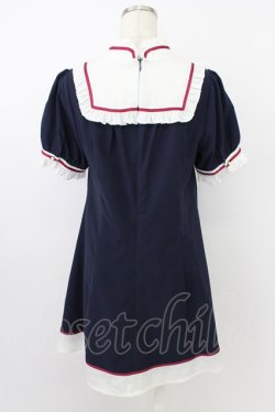 画像2: Amavel / 半袖チャイナワンピース  紺Ｘ白 T-26-03-24-032-CA-OP-SA-ZT