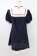 画像2: Amavel / 半袖チャイナワンピース  紺Ｘ白 T-26-03-24-032-CA-OP-SA-ZT (2)