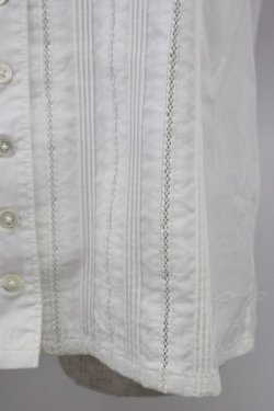 画像3: INGEBORG / 梯子レース半袖開襟ブラウス  ホワイト T-26-03-24-004-LO-BL-SA-ZT