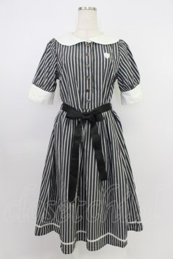 画像1: axes femme POETIQUE / マリンストライプシャツワンピース M グレー T-26-03-24-037-AX-OP-SA-ZT