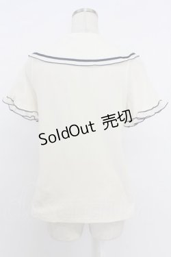 画像2: axes femme POETIQUE / セーラー風半袖トップス  アイボリーＸネイビー T-26-03-24-001-AX-TO-SA-ZT