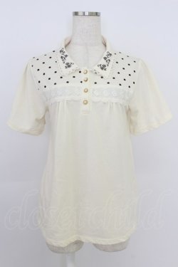 画像1: axes femme / 襟刺繍ポロシャツ M キナリ T-26-03-24-006-AX-TO-SA-ZT