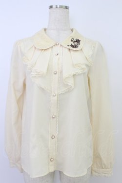 画像1: axes femme / レース襟刺繍ブラウス M キナリ T-26-03-24-007-AX-BL-SA-ZT