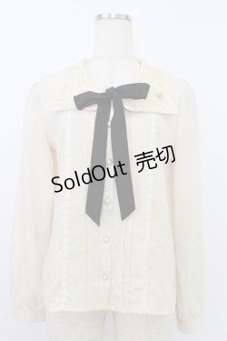 画像1: axes femme POETIQUE / ねこ刺繍セーラー襟ブラウス  キナリ T-26-03-24-008-AX-BL-SA-ZT