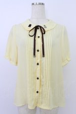 画像1: axes femme / クラシックローズ刺繍入りブラウス  イエロー T-26-03-24-009-AX-TO-SA-ZT653 (1)