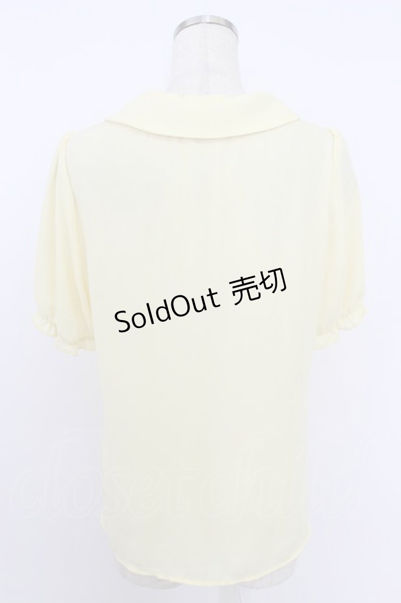 画像2: axes femme / クラシックローズ刺繍入りブラウス  イエロー T-26-03-24-009-AX-TO-SA-ZT653 (2)