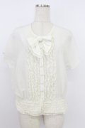 PINK HOUSE / 胸元リボン&裾レース半袖ブラウス  アイボリー T-26-03-24-002-LO-BL-SA-ZT