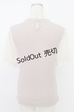 画像2: axes femme POETIQUE / ブーケリボン刺繍リブプルオーバー  ピンク T-26-03-24-013-AX-TO-SA-ZT