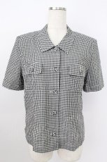 画像1: INGEBORG / ギンガムフラップポケット付半袖シャツ  ブラック T-26-03-24-016-LO-BL-SA-ZT653 (1)