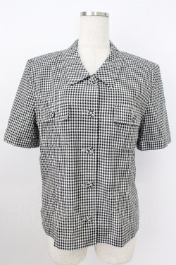 画像1: INGEBORG / ギンガムフラップポケット付半袖シャツ  ブラック T-26-03-24-016-LO-BL-SA-ZT